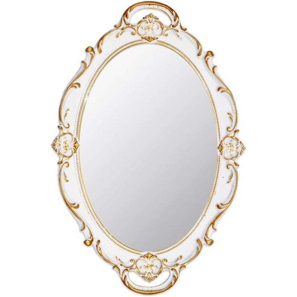 14.5 x 10 inchs Oval Antique Decorative Wall Mirror Vintage Hanging Mirror,White